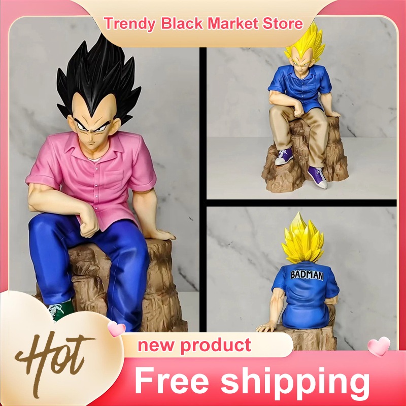 Model Kit Vegito - ドラゴンボールベジータ超サイヤ人座り姿勢ピンクシャツ青パンツアクションフィギュア箱入りコレクタブルPVCスタチューアニメファン向け