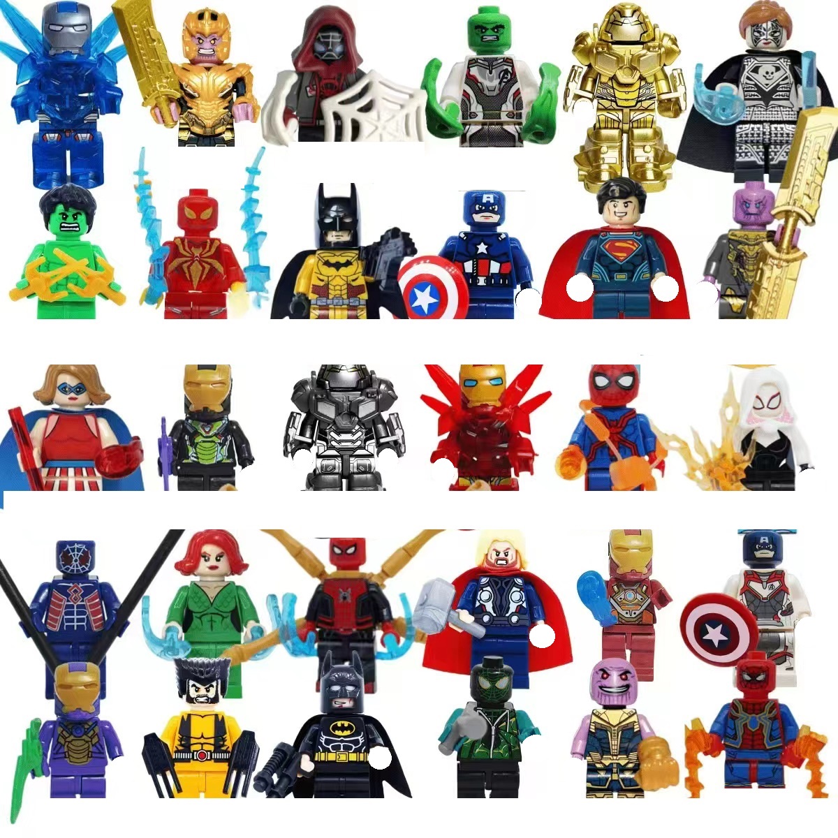 Model Kit Iron Man - マーベルのスーパーヒーロー、スパイダーマン、アイアンマン、サノスのミニブロック、アニメキャラクター、ミニフィギュア、子供のおもちゃ、誕生日プレゼント