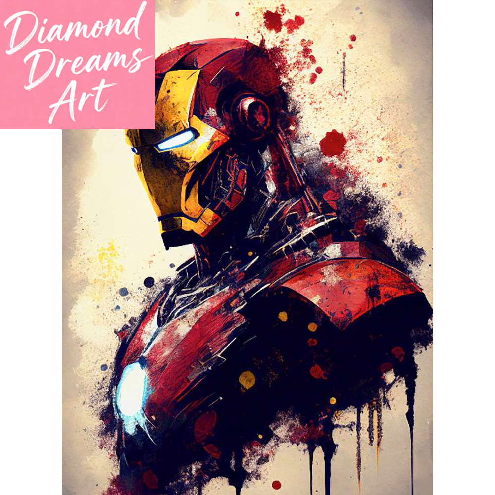 Model Kit Iron Man - マーベル DIY ダイヤモンドペインティングセット漫画アイアンマンフルラウンド 5D ダイヤモンドモザイクマーベルポートレート子供用ギフト