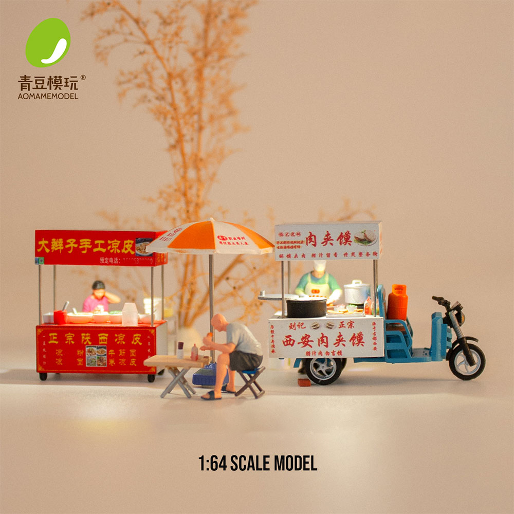 Model Kit Resin - 1/64 ナイトマーケットのモデルキット - 高精度3Dプリント樹脂製ミニチュアフードストール、モデルジオラマ、DIYシーン、コレクタブルアイテム用