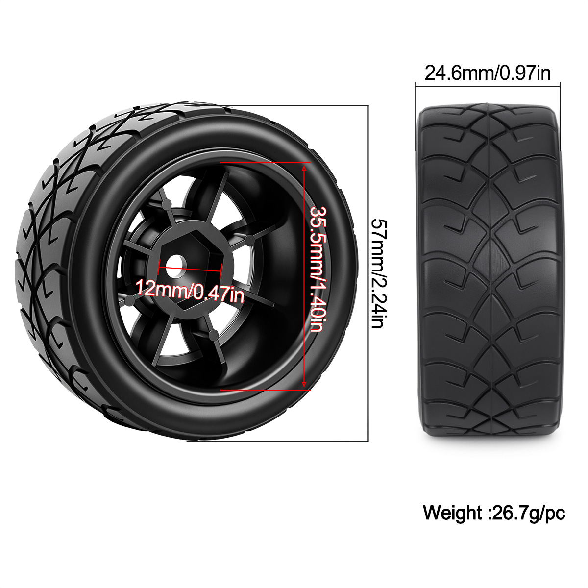 4個入り 12mm 六角ゴム製レーシングタイヤ プラスチック - Tamiya Model Rc Car のレビューと価格