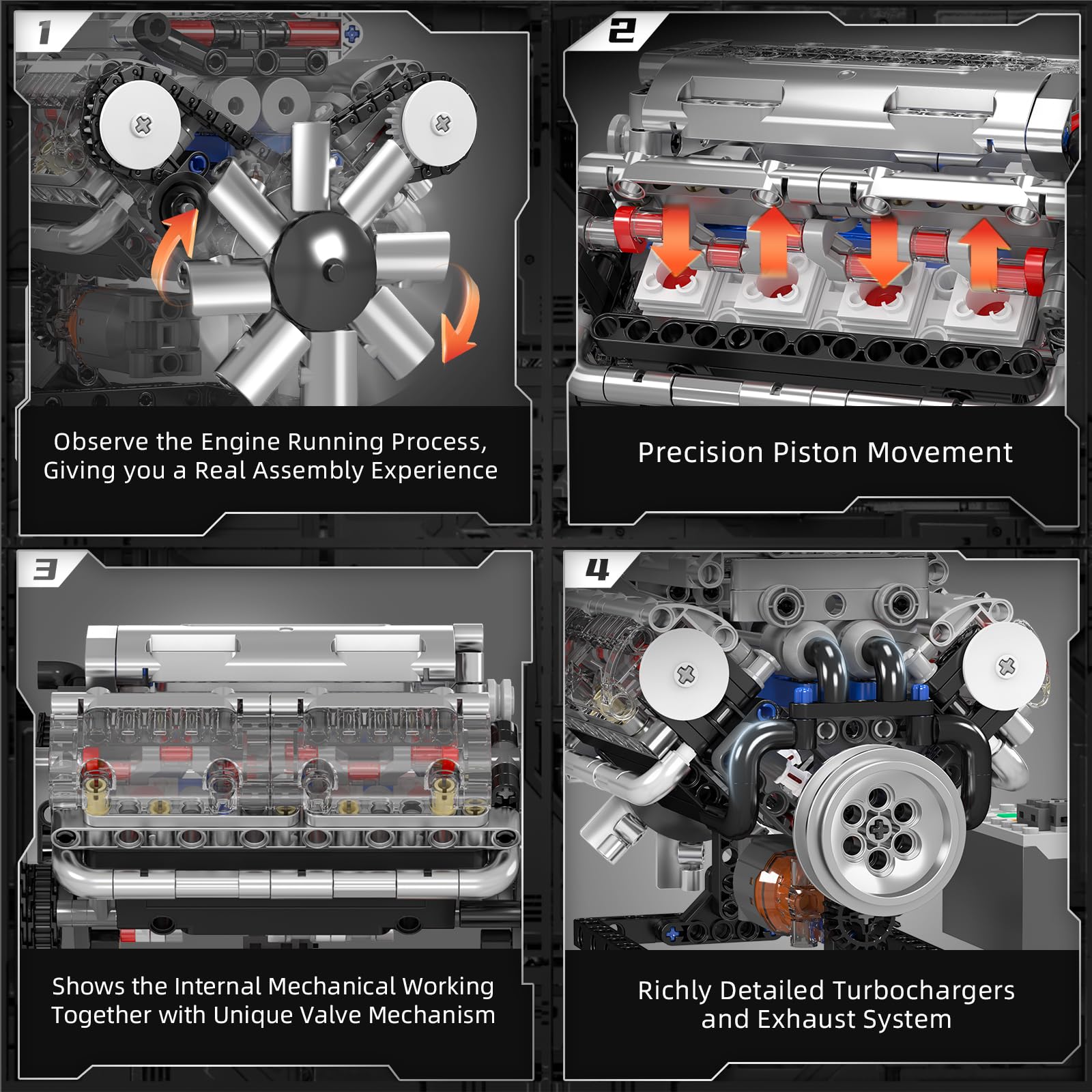 モールドキング 10088 V8エンジン ビルディングブロッ - Model Kit V8 Engine のレビューと価格