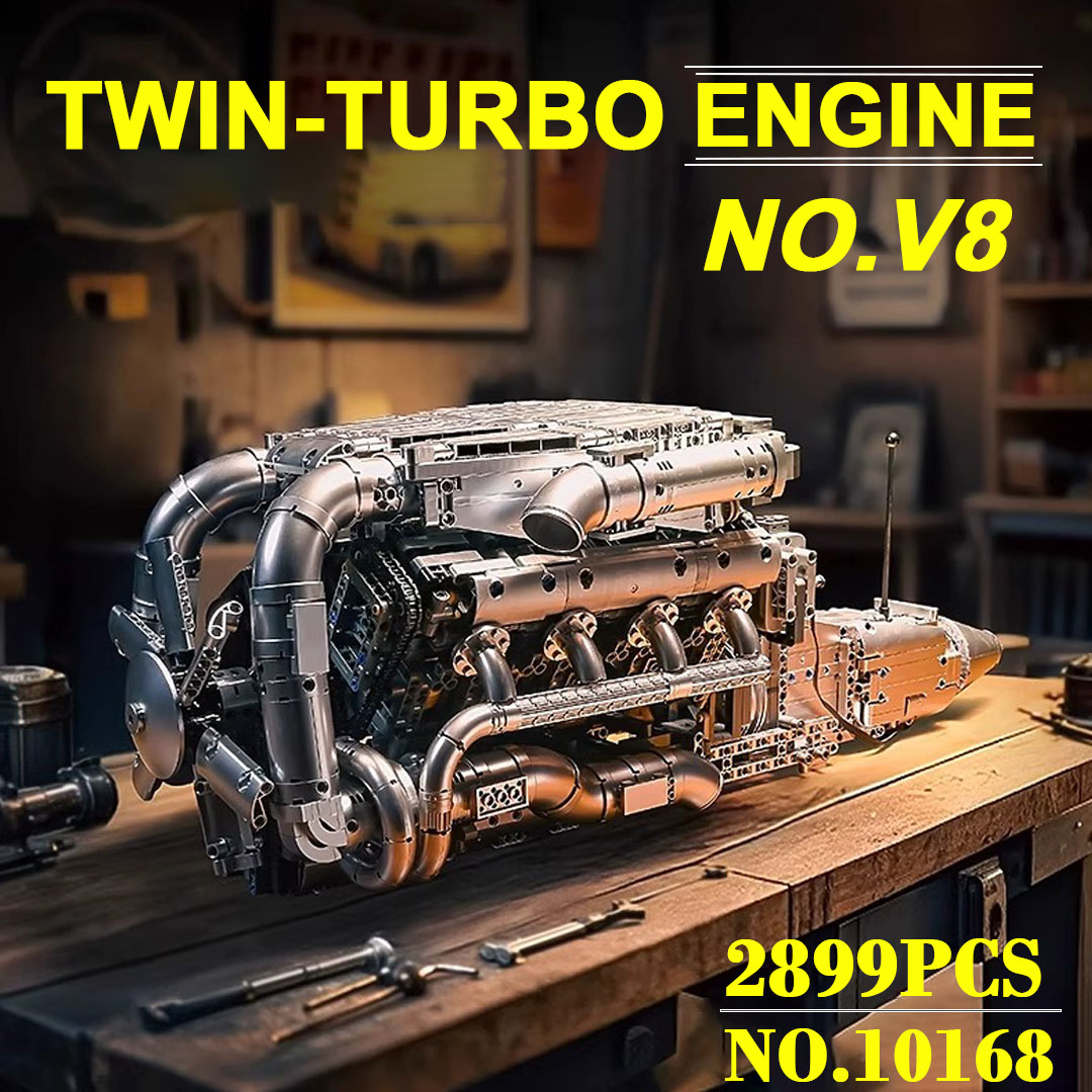 Mould King 10168 V8ツインターボエンジンキ - Model Kit V8 Engine のレビューと価格